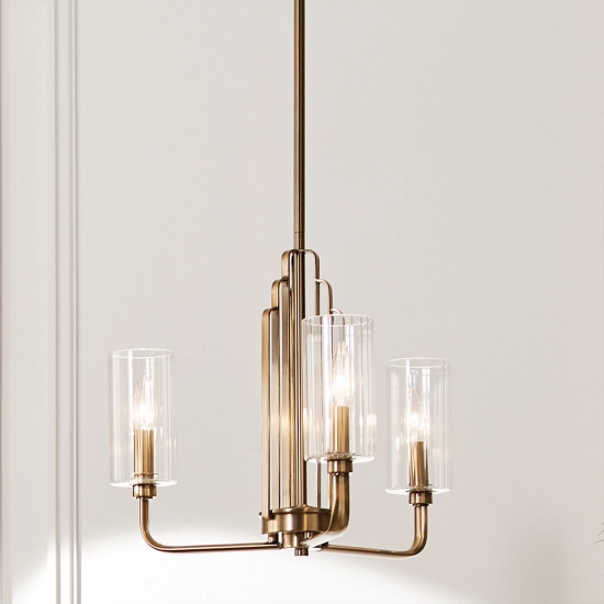 Żyrandol Kimrose – 3 źródeł światła – Szczotkowany naturalny mosiądz QN-KIMROSE3-BNB Elstead Lighting