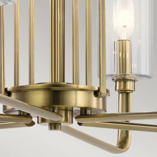 Żyrandol Kimrose – 6 źródeł światła – Szczotkowany naturalny mosiądz QN-KIMROSE6-BNB Elstead Lighting