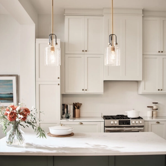 Lampa wisząca Kitner – 1 źródło światła – Naturalny mosiądz QN-KITNER-P-NBR Elstead Lighting