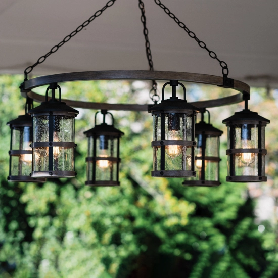 Latarnia wisząca Lakehouse – 6 źródeł światła QN-LAKEHOUSE6-P-DZ Elstead Lighting