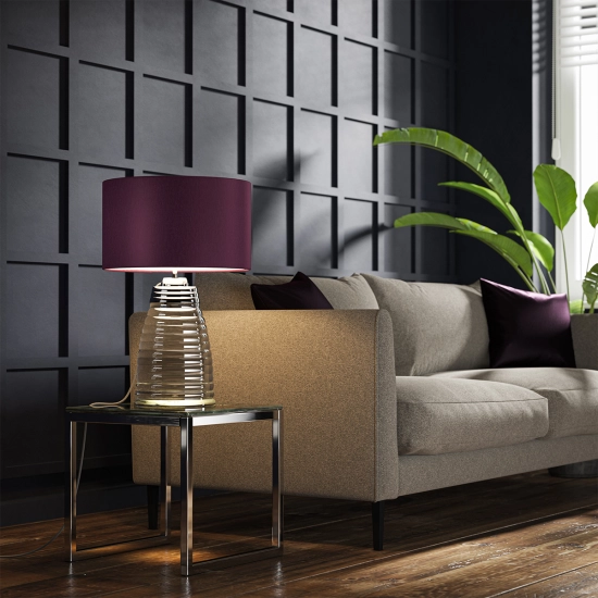 Lampa stołowa Milne – 2 źródła światła – Fioletowy abażur QN-MILNE-TL-AUB Elstead Lighting