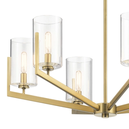 Żyrandol Nye – 6 źródeł światła – Szczotkowany naturalny mosiądz QN-NYE6-BNB Elstead Lighting