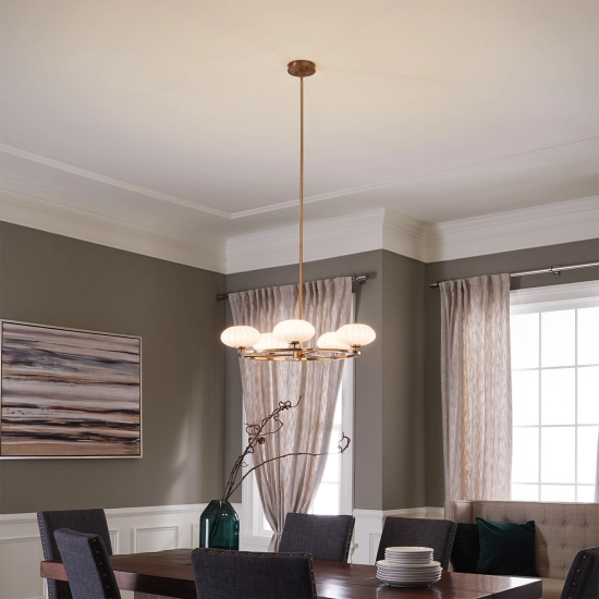 Żyrandol Pim – 5 źródeł światła – Złoty QN-PIM5-FXG Elstead Lighting