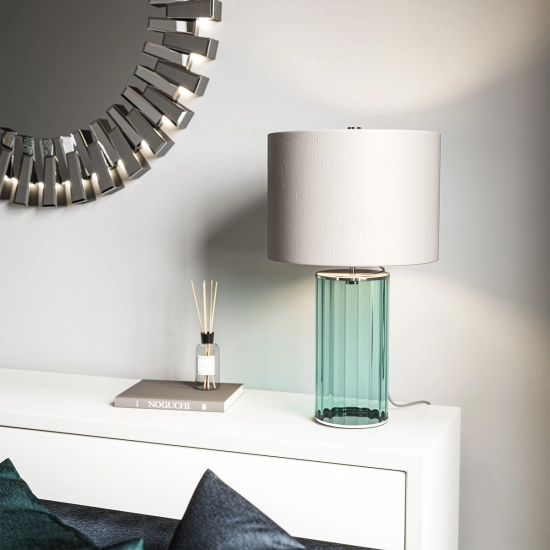 Lampa stołowa Reno – 1 źródło światła – Zielone/ Polerowany nikiel QN-RENO-GREEN-PN Elstead Lighting