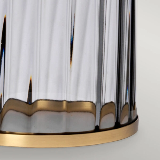 Lampa stołowa Reno – 1 źródło światła – Przydymione szkło/ Stary mosiądz QN-RENO-SMOKE-AB Elstead Lighting