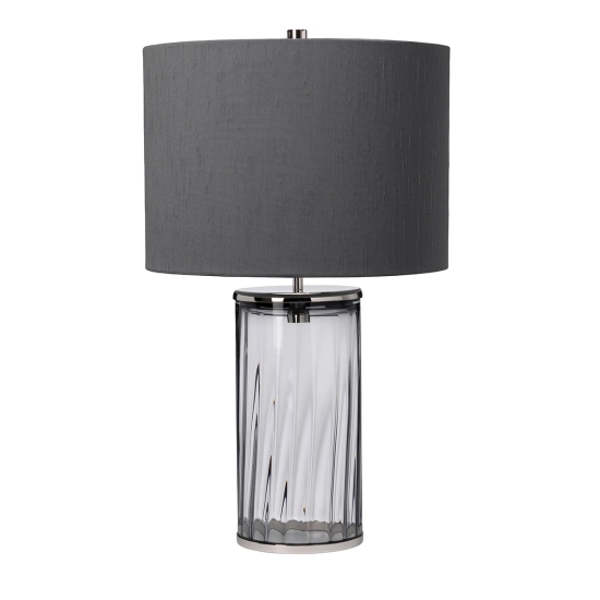 kinkiecik.pl Lampa stołowa Reno – 1 źródło światła – Dymione szkło/ Polerowany nikiel QN-RENO-SMOKE-PN Elstead Lighting