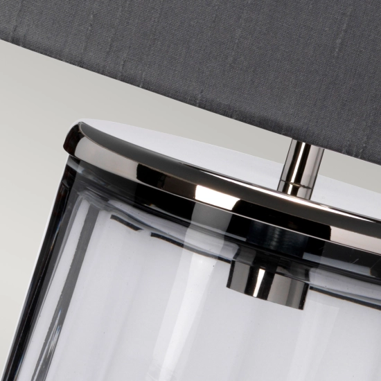 Lampa stołowa Reno – 1 źródło światła – Dymione szkło/ Polerowany nikiel QN-RENO-SMOKE-PN Elstead Lighting