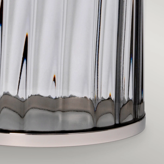 Lampa stołowa Reno – 1 źródło światła – Dymione szkło/ Polerowany nikiel QN-RENO-SMOKE-PN Elstead Lighting