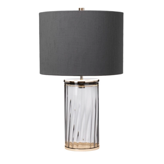 Lampa stołowa Reno – 1 źródło światła – Dymione szkło/ Polerowany nikiel QN-RENO-SMOKE-PN Elstead Lighting