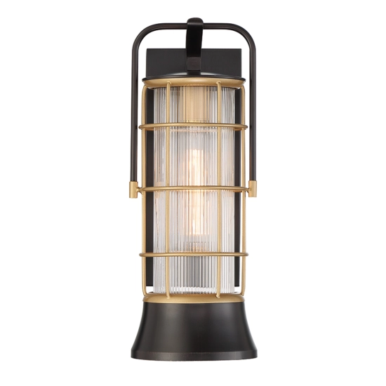 Średnia latarnia naścienna Rivamar – 1 źródło światła – Czarno-złoty QN-RIVAMAR-M-BLK-GD Elstead Lighting