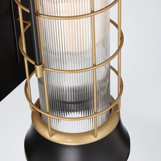 Średnia latarnia naścienna Rivamar – 1 źródło światła – Czarno-złoty QN-RIVAMAR-M-BLK-GD Elstead Lighting