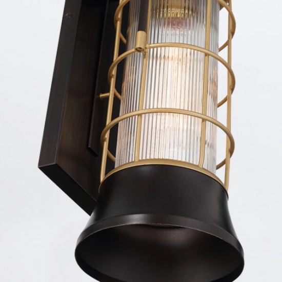 Średnia latarnia naścienna Rivamar – 1 źródło światła – Czarno-złoty QN-RIVAMAR-M-BLK-GD Elstead Lighting