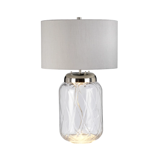 kinkiecik.pl Lampa stołowa Sola – 2 źródła światła – Srebrny abażur QN-SOLA-TL-L Elstead Lighting