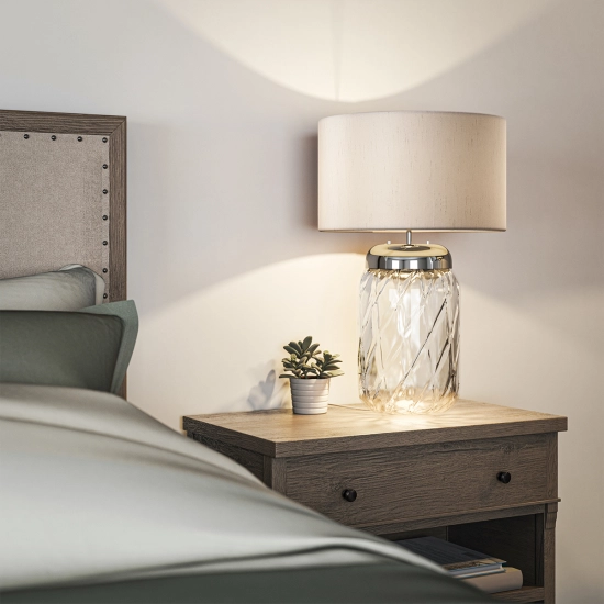 Lampa stołowa Sola – 2 źródła światła – Srebrny abażur QN-SOLA-TL-L Elstead Lighting