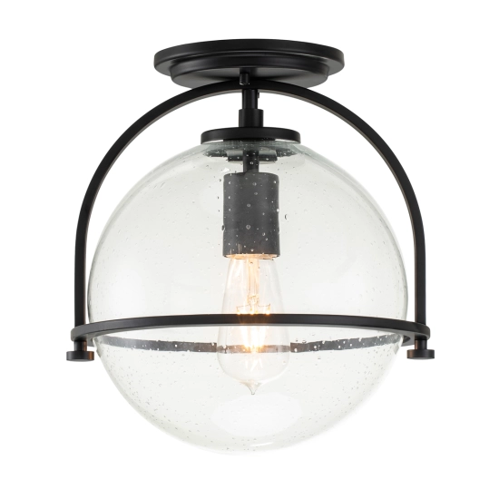 kinkiecik.pl Plafon Somerset – 1 źródło światła – Przezroczyste szkło – Czarny QN-SOMERSET-F-C-BK Elstead Lighting