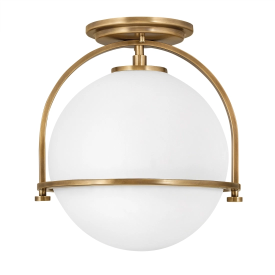 kinkiecik.pl Plafon Somerset – 1 źródło światła – Opalowe szkło – Stary mosiądz QN-SOMERSET-F-O-HB Elstead Lighting