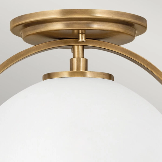 Plafon Somerset – 1 źródło światła – Opalowe szkło – Stary mosiądz QN-SOMERSET-F-O-HB Elstead Lighting