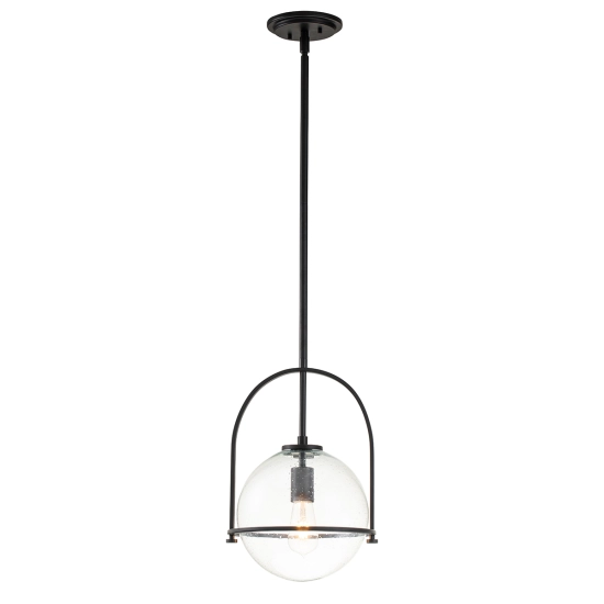 kinkiecik.pl Lampa wisząca Somerset – 1 źródło światła – Przezroczyste szkło – Czarna QN-SOMERSET-P-C-BK Elstead Lightin
