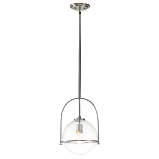 kinkiecik.pl Lampa wisząca Somerset – 1 źródło światła – Przezroczyste szkło – Szczotkowany nikiel QN-SOMERSET-P-C-BN El