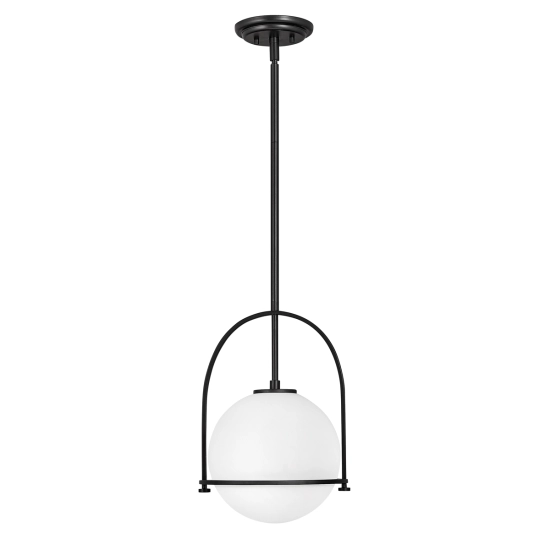 kinkiecik.pl Lampa wisząca Somerset – 1 źródło światła – Opalowe szkło – Czarna QN-SOMERSET-P-O-BK Elstead Lighting