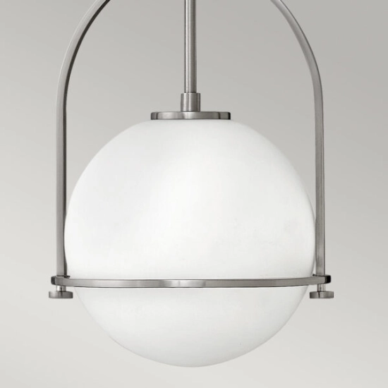 Lampa wisząca Somerset – 1 źródło światła – Opalowe szkło – Szczotkowany nikiel QN-SOMERSET-P-O-BN Elstead Lighting