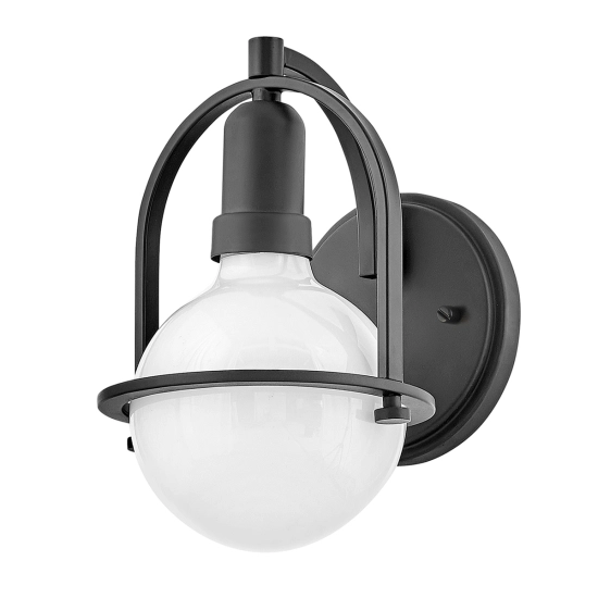 kinkiecik.pl Kinkiet Somerset – 1 źródło światła – Opalowe szkło – Czarny QN-SOMERSET1-BK Elstead Lighting