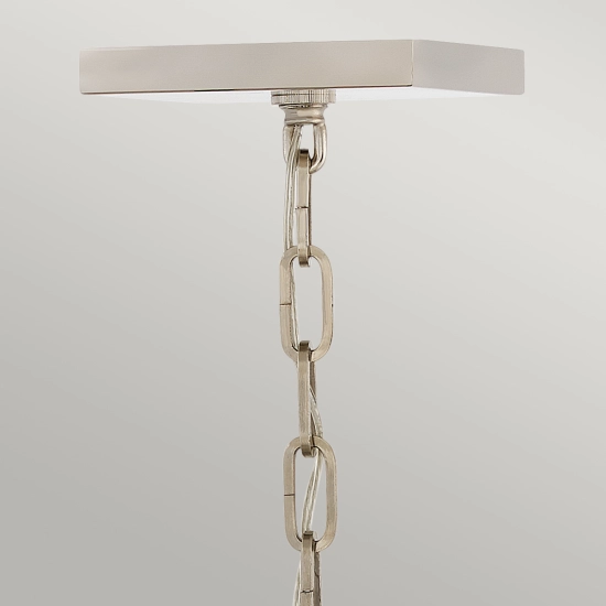 Duża lampa wisząca/ Półplafon Stinson – 4 źródła światła – Czarna/ Polerowany nikiel QN-STINSON-4P-L-BK Elstead Lighting