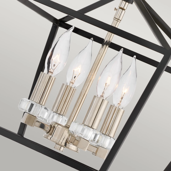 Lampa wisząca/ Półplafon Stinson – 4 źródła światła – Czarna/ Polerowany nikiel QN-STINSON-4P-M-BK Elstead Lighting