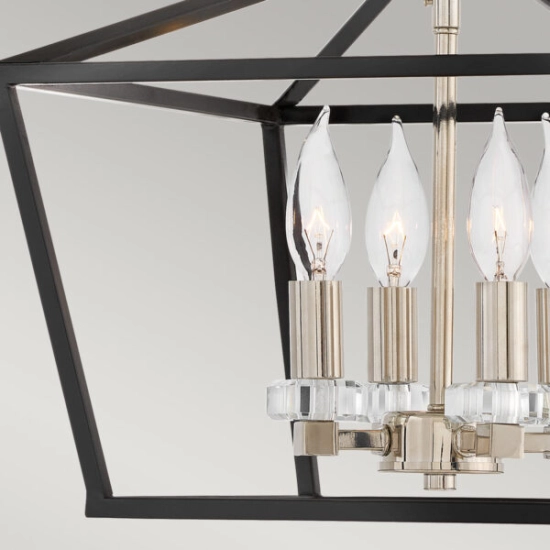 Lampa wisząca/ Półplafon Stinson – 4 źródła światła – Czarna/ Polerowany nikiel QN-STINSON-4P-M-BK Elstead Lighting