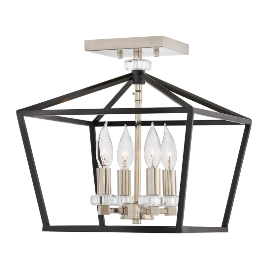 Lampa wisząca/ Półplafon Stinson – 4 źródła światła – Czarna/ Polerowany nikiel QN-STINSON-4P-M-BK Elstead Lighting
