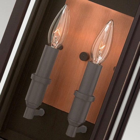 Średnia latarnia naścienna Sutcliffe – 2 źródła światła – Olejowany brąz/ Miedź QN-SUTCLIFFE-M-OZ Elstead Lighting