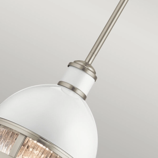 Lampa wisząca Tollis – 1 źródło światła – Białe/ Szczotkowany nikiel QN-TOLLIS-MP-BN Elstead Lighting
