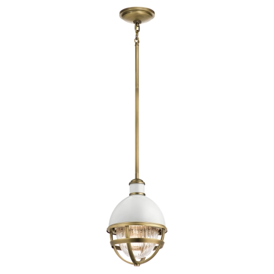 kinkiecik.pl Lampa wisząca Tollis – 1 źródło światła – Białe/ Naturalny mosiądz QN-TOLLIS-MP-NBR Elstead Lighting