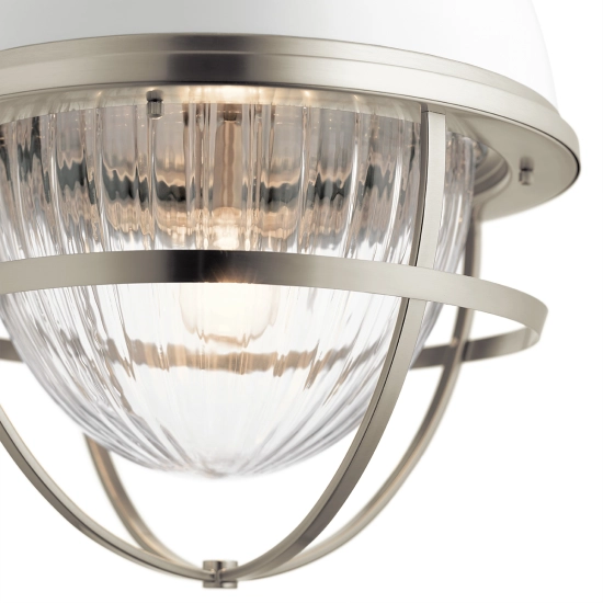 Lampa wisząca Tollis – 1 źródło światła – Białe/ Szczotkowany nikiel QN-TOLLIS-P-BN Elstead Lighting