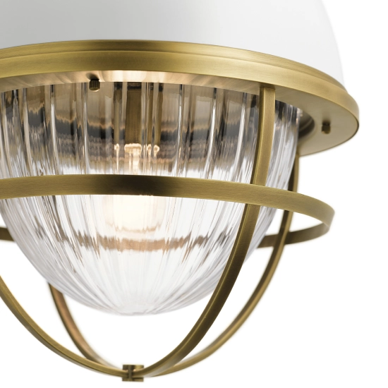 Lampa wisząca Tollis – 1 źródło światła – Białe/ Naturalny mosiądz QN-TOLLIS-P-NBR Elstead Lighting