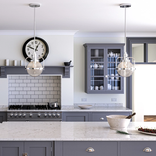 Lampa wisząca/ Plafon Triocent – 1 źródło światła – Polerowany nikiel QN-TRIOCENT-P-PN Elstead Lighting