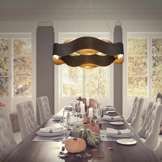 Średni żyrandol Vaughan – Brązowo-złoty QN-VAUGHAN-P-M-BRZ-GD Elstead Lighting