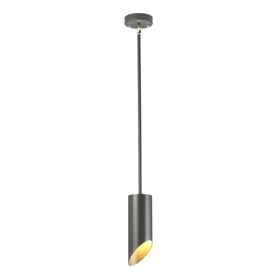 kinkiecik.pl Lampa wisząca Quinto – 1 źródło światła – Ciemnoszara/ Polerowany nikiel QUINTO1P-GPN Elstead Lightnig