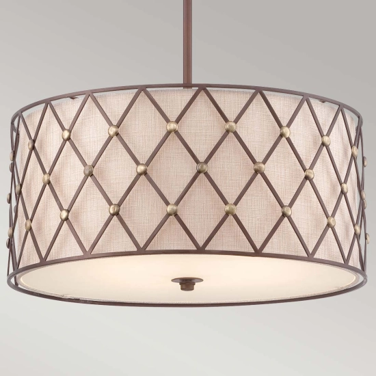 Duża lampa wisząca Brown Lattice – 4 źródła światła QZ-BROWN-LATTICE-P-L Elstead Lighting