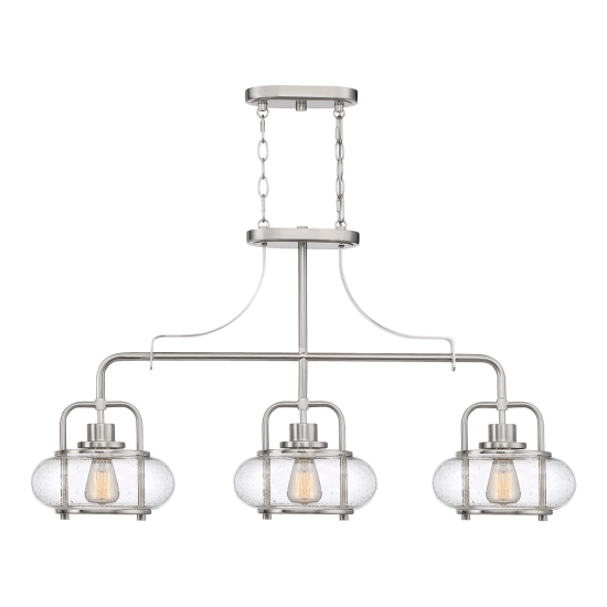 Podłużna lampa wisząca Trilogy – 3 źródła światła – Szczotkowany nikiel QZ-TRILOGY-ISLE-BN Elstead Lighting