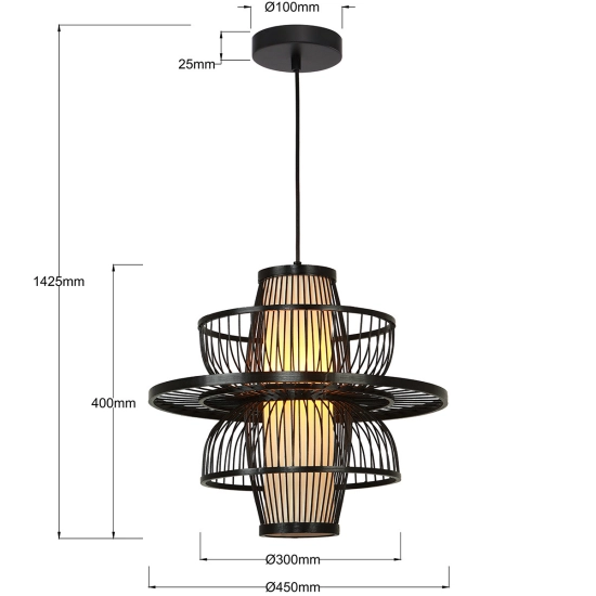 Rattanowa lampa wisząca Astra czarna 1xE27 LP-3110/1P BK Light Prestige