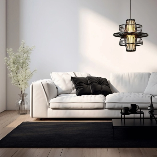 Rattanowa lampa wisząca Astra czarna 1xE27 LP-3110/1P BK Light Prestige