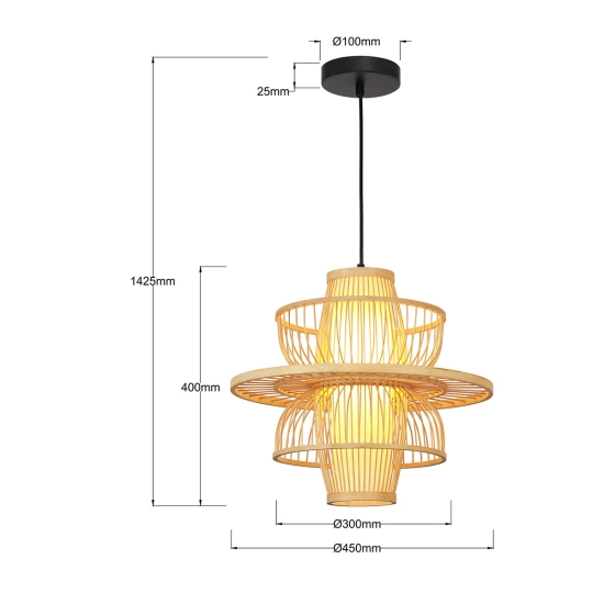 Rattanowa lampa wisząca Astra naturalna 1xE27 LP-3110/1P NT Light Prestige