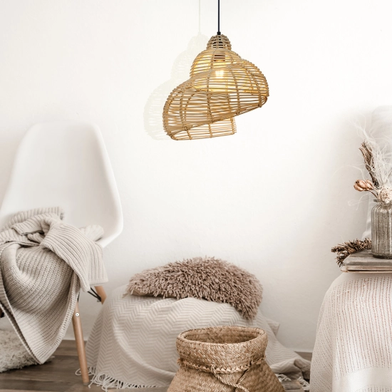 Rattanowa lampa wisząca Shella 40 cm jasne drewno 1xE27 LP-1806/1P 40cm Light Prestige