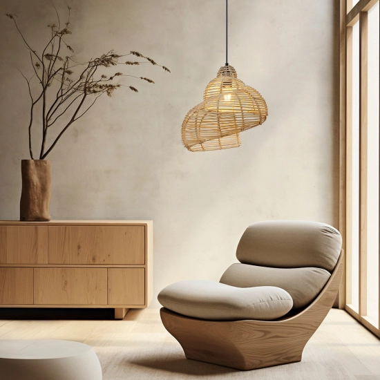 Rattanowa lampa wisząca Shella 40 cm jasne drewno 1xE27 LP-1806/1P 40cm Light Prestige