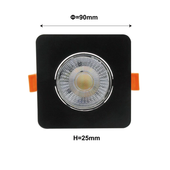 Ruchome kwadratowe oczko podtynkowe Plus czarne LED CCT LP-1506/1RS BK Square Light Prestige