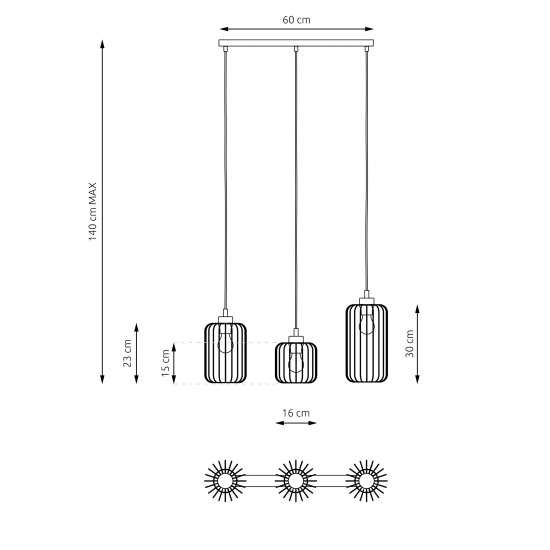 Lampa wisząca VANDER 3 BL 1365/3 EMIBIG Lighting