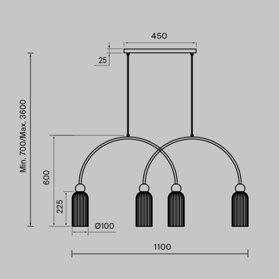 Lampa wisząca Antic MOD302PL-04GR Maytoni - zdjęcie dodatkowe 4