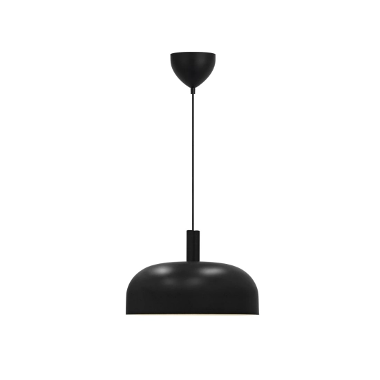 Sandro – czarna lampa wisząca z szerokim, kopułowym kloszem 2612003003 Nordlux