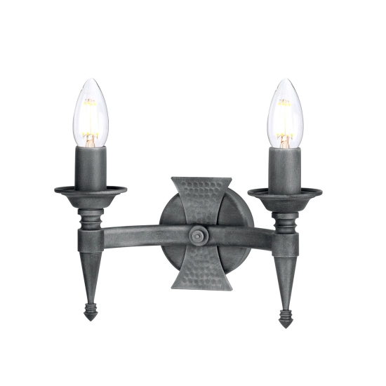 Kinkiet Saxon – 2 źródła światła – Czarny / Srebrna patyna SAX2-BLK-SIL Elstead Lighting